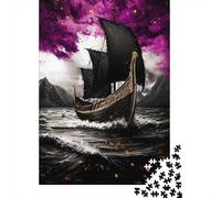 Jigsaw Puzzles 1000 Pieces Viking Ship Sailing Puzzles 38x26cm/1000pcs Gift For Kids Stress Reliever Educational Games DIY Cardboard