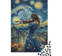 Jigsaw Puzzles 1000 Pieces Violinist Under Starry Sky Puzzles 38x26cm/1000pcs Gift For Kids Challenging Creative Educational Games DIY Cardboard
