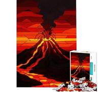 Jigsaw Puzzles 1000 Pieces Volcano Eruption Stained Glass Art Family Game Brain Intelligence Challenge Addictive Toys Great Gifts for Games Birthday Present (Size 38x52cm)