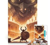 Jigsaw Puzzles 1000 Pieces Warrior Facing A Colossal Demon Brain Teaser Game Difficult Challenge Deal As Gifts for The Whole Family 38x26cm