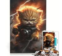 Jigsaw Puzzles 1000 Pieces Warrior Kitten Brain Teaser Game Difficult Challenge Deal As Gifts for The Whole Family 38x26cm