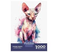 Jigsaw Puzzles 1000 Pieces Watercolor Sphynx Cat Art Adult Jigsaw Puzzle Brain Teaser Game Analysis And Logic Christmas Birthday Gifts 38x26cm/1000pcs