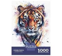 Jigsaw Puzzles 1000 Pieces Watercolor Tiger Portrait Puzzles for Adults Hands-on Game Staycation Kill Time Christmas Birthday Gifts 52x38cm/1000pcs