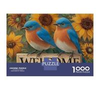 Jigsaw Puzzles 1000 Pieces Welcome Bluebirds Sign Adult Jigsaw Puzzle Brain Teaser Game Analysis And Logic Christmas Birthday Gifts 52x38cm/1000pcs