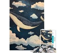 Jigsaw Puzzles 1000 Pieces Whale Swimming Among Clouds Hands-on Game Learning Educational Toys Secret Santa Gifts Perfect Decoration (Size 38x26cm)