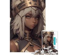 Jigsaw Puzzles 1000 Pieces White-Haired Woman in Gold Anime Girl Hands-on Game Learning Educational Toys Secret Santa Gifts Perfect Decoration (Size 38x52cm)