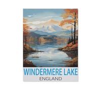 Jigsaw Puzzles 1000 Pieces，Windermere Lake England Vintage Travel Posters，Paper Children Games Educational Toys（38x26cm）-I25
