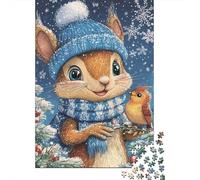 Jigsaw Puzzles 1000 Pieces Winter Squirrel with Bird Puzzles 52x38cm/1000pcs Toy for Adults And Kids Stress Reliever Educational Games DIY Cardboard