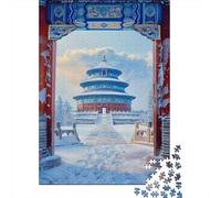 Jigsaw Puzzles 1000 Pieces Winter Wonderland Temple Adult Jigsaw Puzzle Brain Teaser Game Analysis And Logic Christmas Birthday Gifts 38x26cm/1000pcs