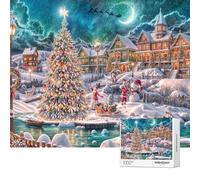 Jigsaw Puzzles 1000 Pieces - WISHDIAM Puzzles for Adults - Christmas Tree Snowman Christmas Eve Night Holiday Impossible Difficult Challenging Puzzles for Home Decor Birthday Party Gifts for Men Women