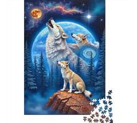 Jigsaw Puzzles 1000 Pieces Wolf Howling Moon Jigsaw 38x26cm/1000pcs Gift For Kids Stress Reliever Educational Games DIY Cardboard