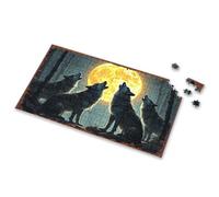 Jigsaw Puzzles 1000 Pieces Wolves Howling At The Full Moon In The Forest Picture Puzzle Puzzle 300 Piece Puzzles(1000PCS)