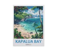 Jigsaw Puzzles 1000 Pieces Wood Assembling Picture，Kapalua Bay Hawaii Vintage Travel Posters，Adults Games Educational Toys 26x38cm-CY81