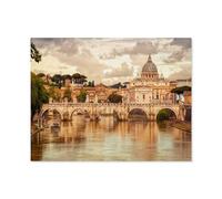 Jigsaw Puzzles 1000 Pieces wooden Assembling Picture，St. Peter’s Basilica and Sant'Angelo Bridge, Vatican City, Rome, Italy，Adults Games Educational Toys（75x50cm）-P81