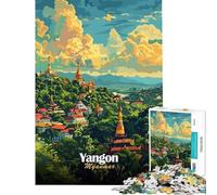 Jigsaw Puzzles 1000 Pieces Yangon, Myanmar Cityscape Addictive Toys to Cultivate Patience Fun Games Perfect Decoration Gifts Birthday (Size 38x52cm)