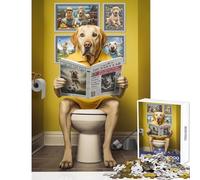 Jigsaw Puzzles 1000 Pieces Yellow Labrador Toilet Jigsaw Puzzles for Teenagers Staycation Kill Time Every Piece Is Unique - Brainteaser Family Games (50x75cm)