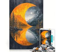 Jigsaw Puzzles 1000 Pieces Yin Yang Mountain Lake Japanese Landscape Brain Teaser Game Difficult Challenge Deal As Gifts for The Whole Family 38x52cm
