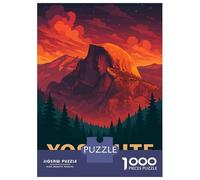 Jigsaw Puzzles 1000 Pieces Yosemite National Park Poster - Half Dome Sunset Mountain Landscape Wall Art Jigsaws for Adults Hands-on Game Stress Reliever Unique Birthday And Xmas Gifts 52x38cm/1000pcs