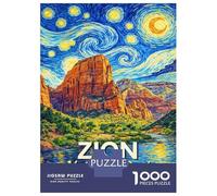 Jigsaw Puzzles 1000 Pieces Zion National Park Starry Night Utah Adult Jigsaw Puzzle Brain Teaser Game Analysis And Logic Christmas Birthday Gifts 38x26cm/1000pcs