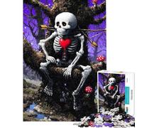 Jigsaw Puzzles 1000 Skeleton with Heart in Enchanted Forest Jigsaw Puzzles for Adults Difficult Challenge Help The Brain Exercise Christmas Birthday Gifts (Size 38x26cm)