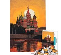 Jigsaw Puzzles 1000 St. Basil's Sunset Reflections Jigsaw Puzzles for Adults Difficult Challenge Help The Brain Exercise Christmas Birthday Gifts (Size 38x26cm)