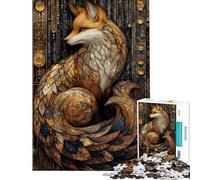 Jigsaw Puzzles 1000 Stained Glass Art Deco Fox Jigsaw for Teenagers Staycation Kill Time Challenging To Complete Stress Reduction Gifts (Size 38x26cm)