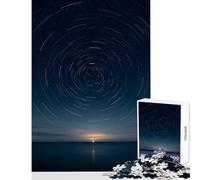 Jigsaw Puzzles 1000 Star Trails Over Ocean at Night Adult Jigsaw Puzzles Difficult Challenge Challenging To Complete Unique Challenge Game (38x26cm)