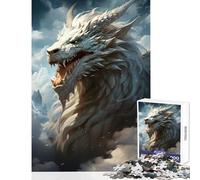 Jigsaw Puzzles 1000 White Dragon Jigsaw for Teenagers Staycation Kill Time Challenging To Complete Stress Reduction Gifts (50x75cm)