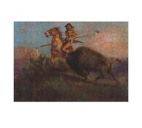 Jigsaw Puzzles 1000pcs(38x26cm) for Adults Bison Attacking Indian Jigsaws for Adults Brain Teaser Game For Family Fun Help The Brain Exercise 1000pcs(38x26cm)