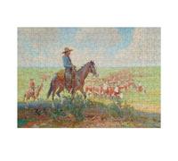 Jigsaw Puzzles 1000pcs(38x26cm) for Adults Cowboys Herding Cows Jigsaws for Adults Brain Teaser Game For Family Fun Help The Brain Exercise 1000pcs(38x26cm)