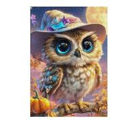 Jigsaw Puzzles 1000pcs(38x26cm) S for Adults Halloween Owl with Witch Hat Jigsaw Puzzle Anti-Stress Toys Home Decoration Educational Challenge 1000pcs(38x26cm) S