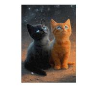 Jigsaw Puzzles 1000pcs(38x26cm) S for Adults Two Cats in Space Adult Puzzles Brain Teaser Game Difficult Challenge Unique Birthday And Gifts 1000pcs(38x26cm) S