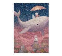 Jigsaw Puzzles 1000pcs(38x26cm) S for Adults Whale Floating in Pink Sky Jigsaw Fun Games Home Decoration Deal As Gifts for The Whole Family 1000pcs(38x26cm) S