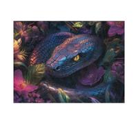 Jigsaw Puzzles 1000pcs(52x38cm) for Adults Majestic Black Snake in Vibrant Tropical Jungle Jigsaw Puzzle Brain Teaser Game Hand Speed Race Stress Reduction Gifts 1000pcs(52x38cm)
