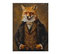 Jigsaw Puzzles 1000pcs(52x38cm) for Teenagerss Elegant Fox Gentleman Portrait Adult Puzzles Brain Teaser Game Precision Cutting Birthday Present, Gifts, 1000pcs(52x38cm)