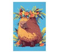 Jigsaw Puzzles 1000pcs(75x50cm) for Adults Capybara with Floral Crown Illustration Jigsaws for Adults Brain Teaser Game Birthday Present Gifts for Friends And Family 1000pcs(75x50cm)