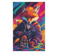 Jigsaw Puzzles 1000pcs(75x50cm) for Adults Fox Mastering Chess Strategy Meets Style Adult Jigsaw Puzzle Family Game A Work of Art Educational Challenge 1000pcs(75x50cm)