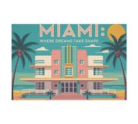 Jigsaw Puzzles 1000pcs(75x50cm) for Adults Miami Where Dreams Take Shape Jigsaw Anti-Stress Toys Staycation Kill Time Help The Brain Exercise 1000pcs(75x50cm)