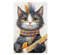 Jigsaw Puzzles 1000pcs(75x50cm) for Teenagerss Colorful Cat Guitarist Artwork -1 Jigsaw Puzzle Toy Wall Decor Analysis And Logic Great Gift for Gaming 1000pcs(75x50cm)