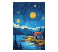 Jigsaw Puzzles 1000pcs(75x50cm) for Teenagerss Starry Night Lakeside Cabin Jigsaw Puzzle Toy Wall Decor Analysis And Logic Great Gift for Gaming 1000pcs(75x50cm)