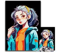 Jigsaw Puzzles 1000Pieces for Adults Anime Girl with Blue Hoodie Puzzles for Adults Family Game Night Fun DIY Decorative Artwork 1000 PCS(75x50cm)