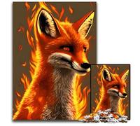 Jigsaw Puzzles 1000Pieces for Adults Burning Red Fox Jigsaw Puzzles Interactive Family Game DIY Home Decor Brain Challenge Gift 1000 PCS(38x26cm)