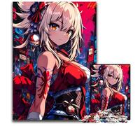 Jigsaw Puzzles 1000Pieces for Adults Firework Anime Girl in Red Kimono Puzzles for Adults Family Game Night Fun DIY Decorative Artwork 1000 PCS(75x50cm)