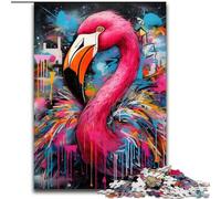 Jigsaw Puzzles 1000Pieces for Adults Flamingo Graffiti cardboard Jigsaw Ideal for And Family Fun for Holidays, Birthdays (Size 26x38 cm)
