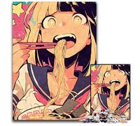 Jigsaw Puzzles 1000Pieces for Adults Happy Anime Girl Eating Ramen Puzzles for Adults Perfect DIY Art Decor Or Birthday Gift 1000 PCS(75x50cm)
