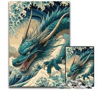 Jigsaw Puzzles 1000Pieces for Adults Water Dragon Great Wave Off Kangawa Puzzles for Adults Family Game Night Fun DIY Decorative Artwork 1000 PCS(75x50cm)
