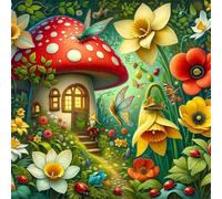 Jigsaw Puzzles 120 Pieces, Jigsaws Fairytale Mushroom House 120 Piece jigsaw puzzles for Adults, Challenge High Difficulty Family Puzzle Game 45x45cm/18x18inch