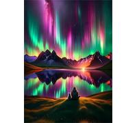 Jigsaw Puzzles 120 pieces,Puzzles for Adults,Challenging Educational Family Activity Games Home Decoration Puzzle Aurora Lake Scenery,9.8 x 7.9 Inch