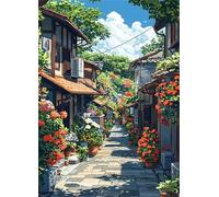 Jigsaw Puzzles 120 pieces,Puzzles for Adults,Challenging Educational Family Activity Games Home Decoration Puzzle Japanese Street Flowers,9.8 x 7.9 Inch