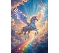 Jigsaw Puzzles 1200 piece,Puzzles for Adults,Challenging Educational Family Activity Games Home Decoration Puzzle Rainbow Angel Horse 29.5 x 19.7 inch